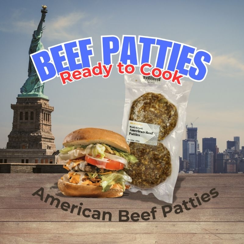 

Premium Ready to Cook American Beef Patties Daging Burger Patty Amerika (200gr @100gr/2pcs)