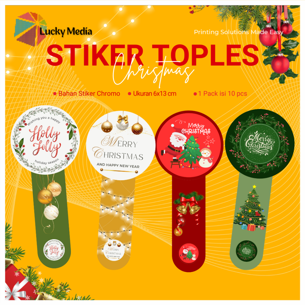 

[10pcs] Sticker Toples Natal Christmas Stiker Bulat Lidah Segel Cookies Xmas Kue Kering Hampers Kue