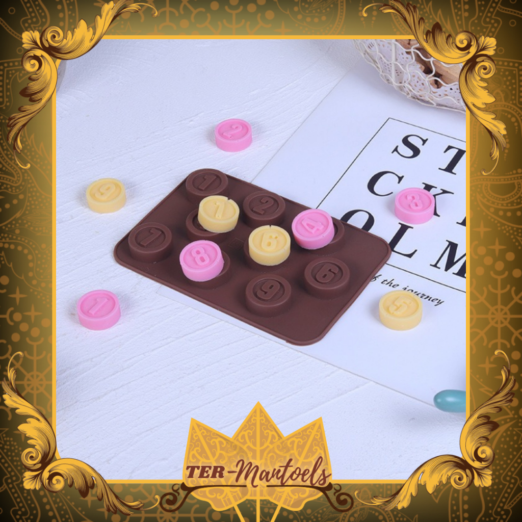 Cetakan Coklat Silicone Number / Cetakan Angka 1 - 9 Bulat / Cetakan Coklat Puding