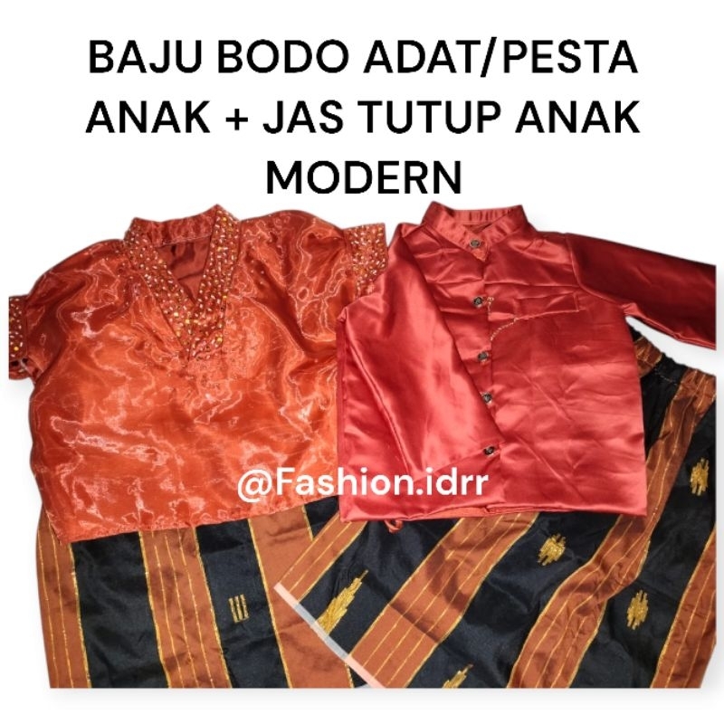 Baju Bodo Adat/Pesta Bugis +Jas Anak 1-15 Tahun