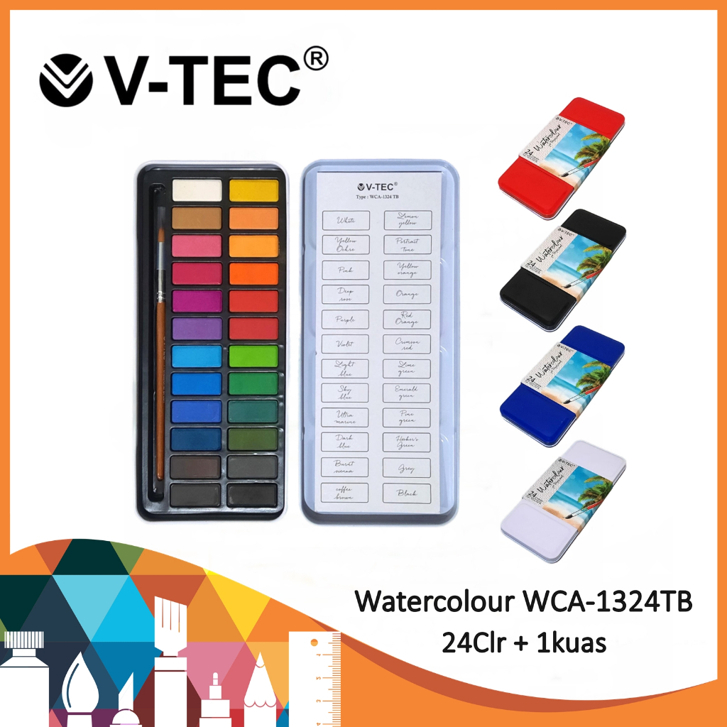 

V-tec Watercolour WCA-1324TB 24Clr + 1kuas / Watercolour / Cat Air