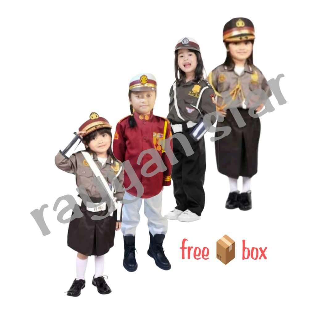 SERAGAM CARNAVAL KUMPLIT PROFESI POLISI/TNI/AKPOL/PILOT ANAK PAUD/TK/SD