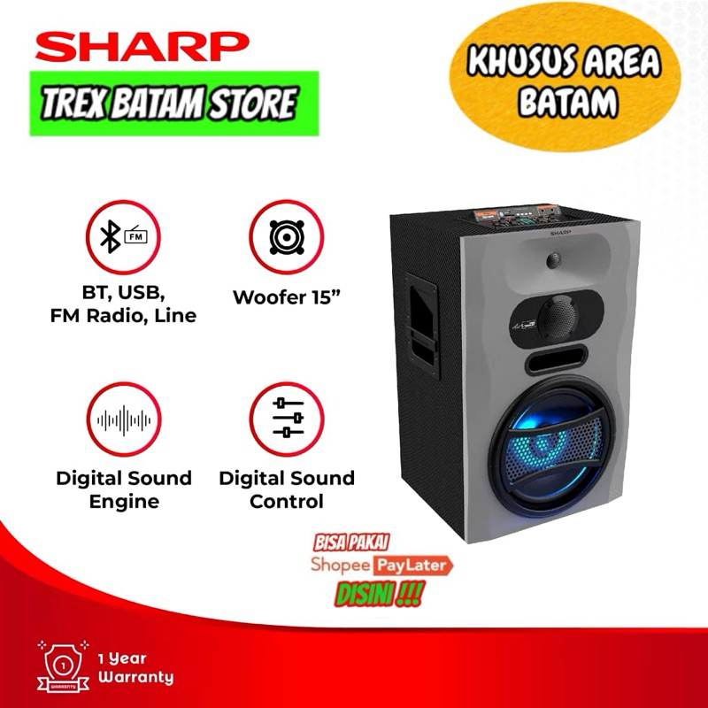 SHARP SPEAKER AKTIF WOOFER 15 " INCH CBOX-PROX15UBB GARANSI RESMI [ BATAM ]