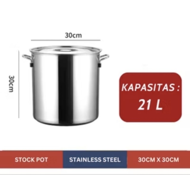 Panci stainless 304 panci sop bakso stockpot Royal Star 30 cm (21 liter)