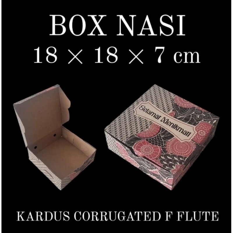 

(MIN ORDER 50 PCS) DUS CATERING 18x18x7 F FLUTE BATIK MERAH / KOTAK NASI / BOX NASI
