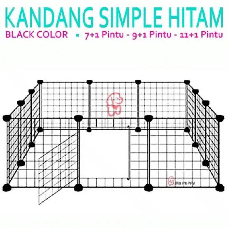 kandang anjing hitam putih portable
