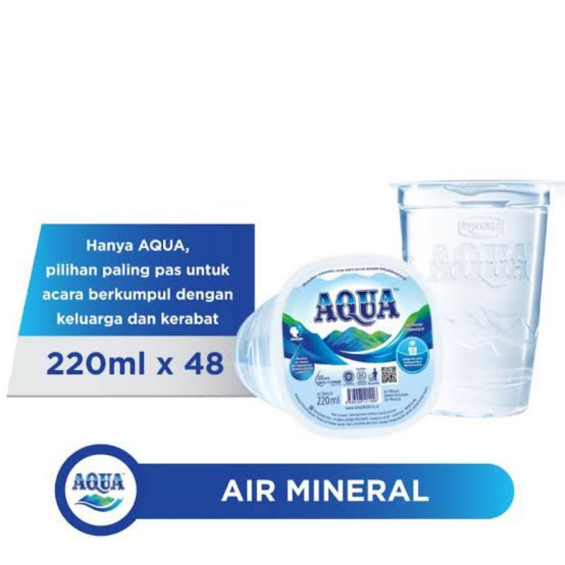 

Aqua Gelas 220ml 1 dus isi 40cup