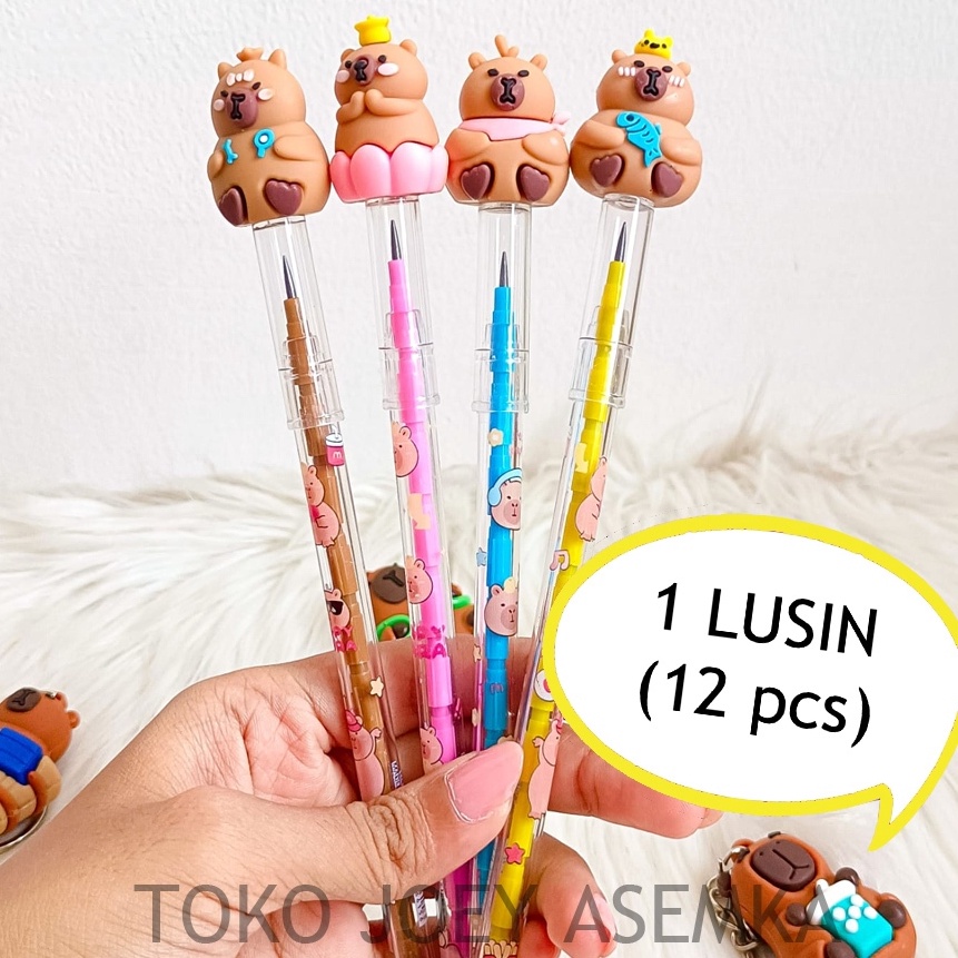 

Spesial 12 PCS PENSIL CAPYBARA PENCIL BISA DIISI ULANG BENSIA LANTU CAPPIBARA CAPPYBARA