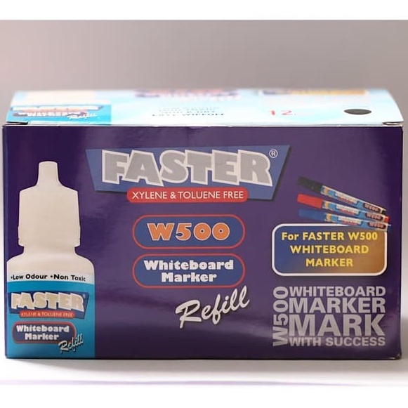

berkualitas Faster Refill Ink W Whiteboard Marker isi 12 botolBlackBlueRed