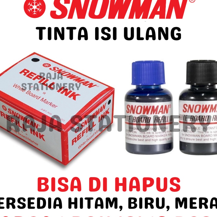 

Terbaik SNOWMAN REFILL WHITEBOARD MARKER BLACK BLUE RED ISI TINTA SPIDOL SNOWMAN G12 ABG12 85 HITAM BIRU MERAH LUSIN BOX 12PCS