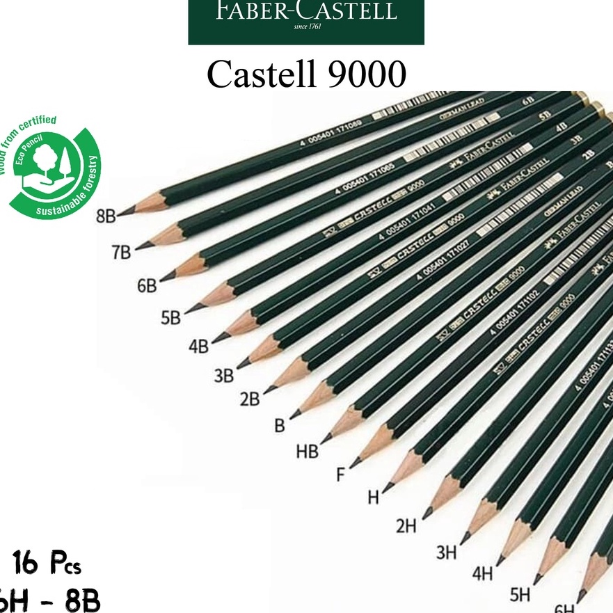 

KI3 Pensil Faber Castell Lengkap H HB F B 2H 3H 4H 5H 6H 2B 3B 4B 5B 6B 7B 8B 16 Jenis Pencil