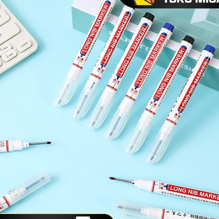 

HJ6 1PCS Spidol Kepala Panjang Jangkauan Dalam Long Head Marker Nib Wateroof Cepat Kering 2mm