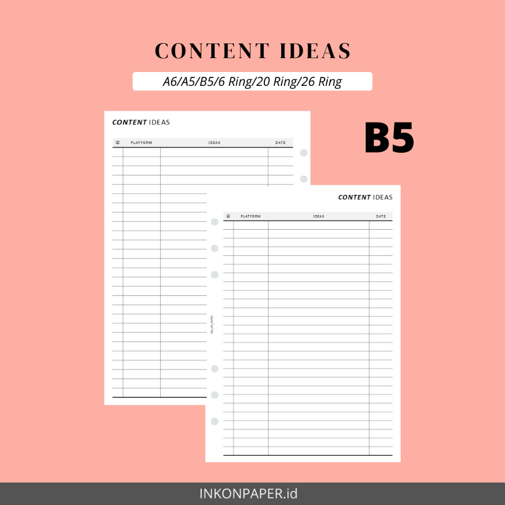 

B5 - Planner, Content Planner, Content Ideas by INK_ON_PAPER