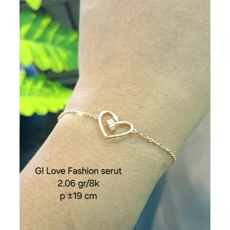 Gelang ubs serut model love paku kadar 375 8k