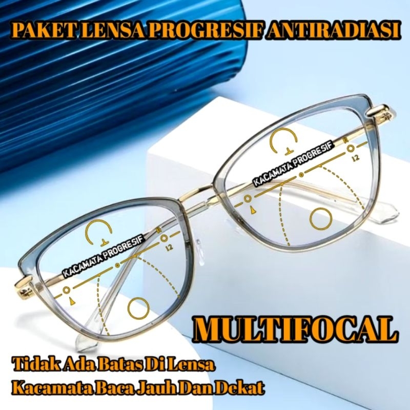Frame Kacamata Baca Progresif Antiradiasi 95290 Wanita | Kacamata Baca Progresif Jauh Dan Dekat | Ka