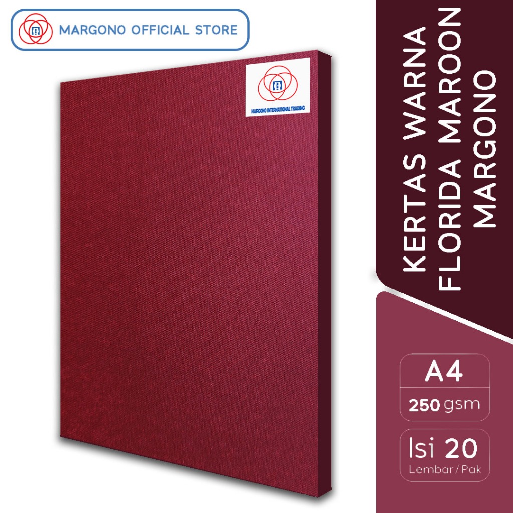 

Margono Kertas Warna A4 Florida Maroon 250 gsm - 20 Lembar