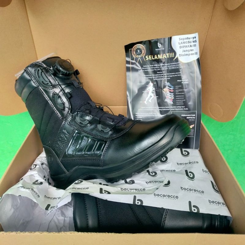 Sepatu PDL Bocorocco Navy 2023 dan TNI AL 2021 Tali Putar Dan Sepatu Polri Terbaru Tali Putar