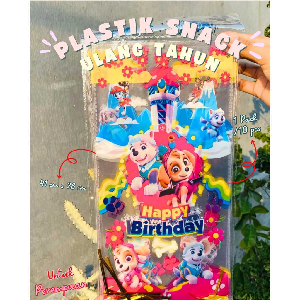 Plastik Snack Ulang Tahun Anak (10 Pcs) Bingkisan Jajan Unik Untuk Perempuan