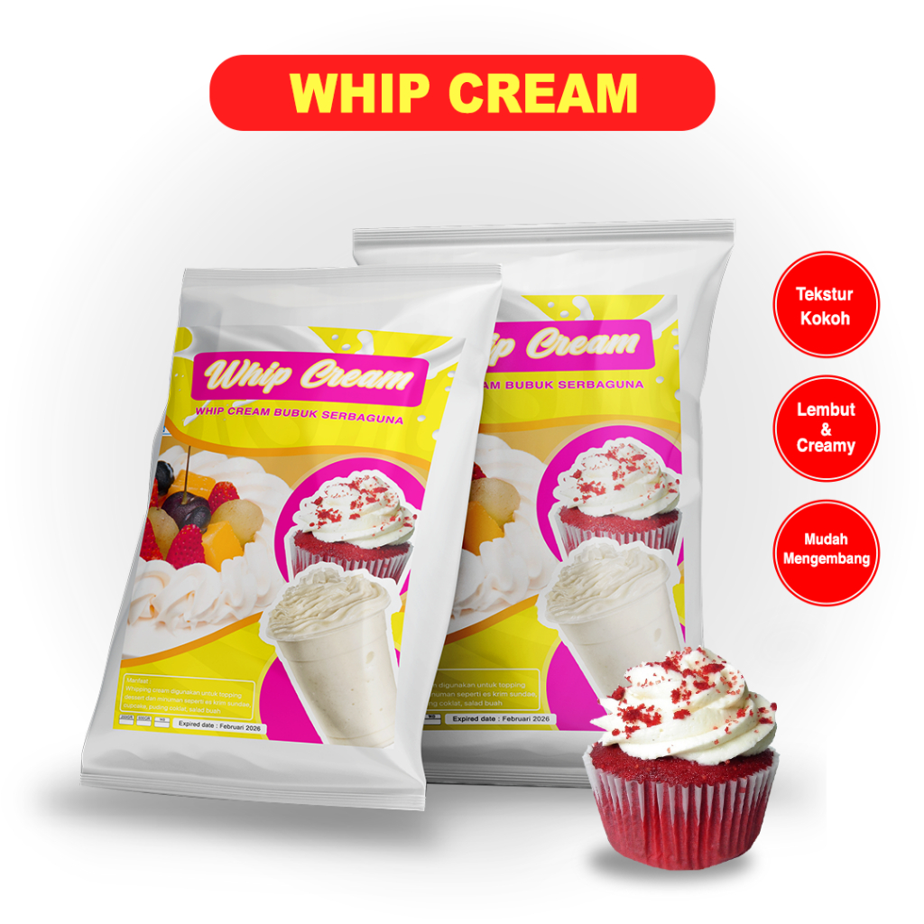

WHIP CREAM / BUBUK WHIP CREAM / WHIPPED CREAM POWDER / WHIPPING CREAM TOPPING / WHIP CREAM TOPPING