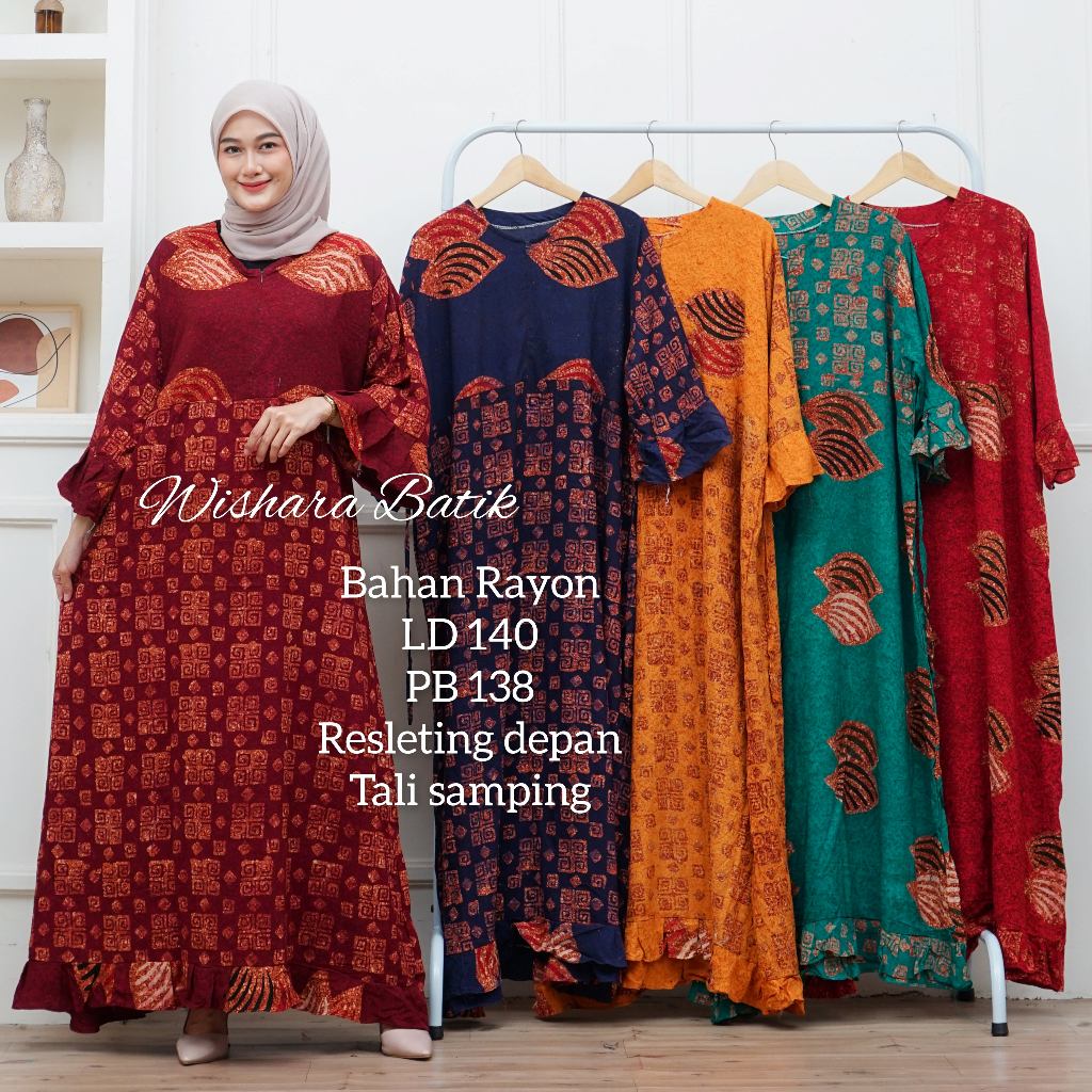 Wishara Batik - Longdress Jumbo Ld 130 || Daster Lengan Panjang Daster Maura Jumbo || Gamis Batik