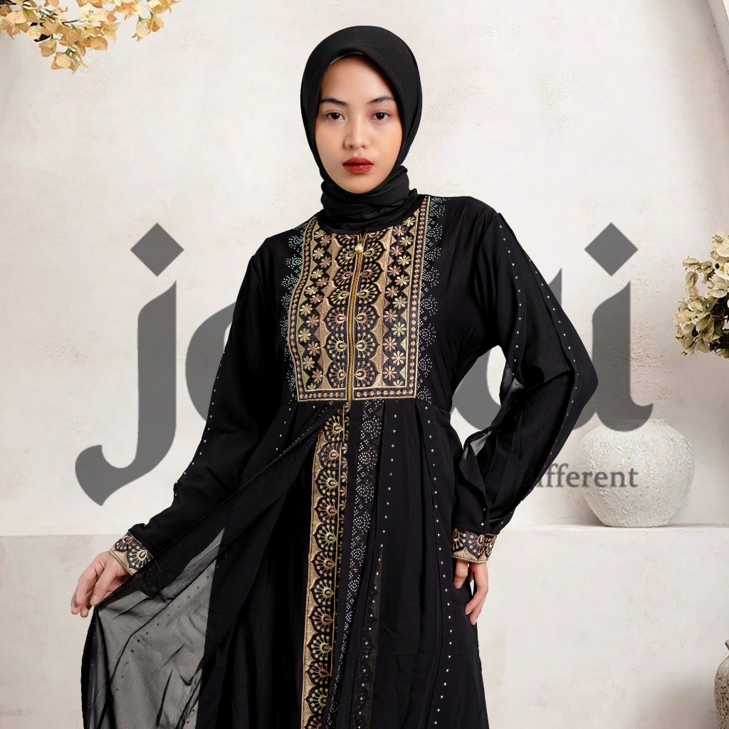 RECOMMENDED JENAI GAMIS ABAYA TURKEY HITAM TERBARU BORDIR MEWAH DAN ELEGAN BUSUI