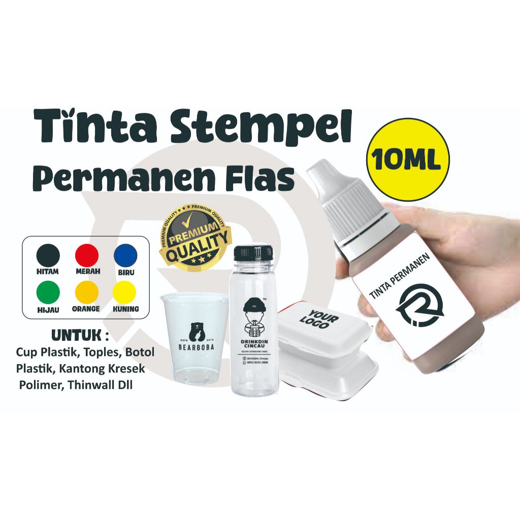 

tinta stampel plastik permanent ,cup ,strofom,paper bowl dll khusus stempel manual pakai bantalan &, khusus stempel flas ,isi100ml, 10ml