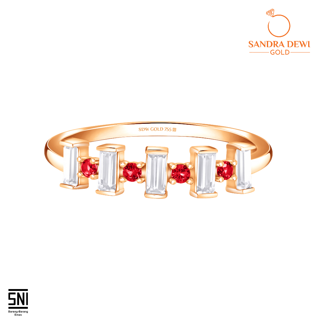 Cincin Sandra Dewi Gold Baguette Ruby Collections RI230047
