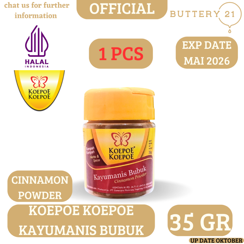 

KOEPOE KOEPOE CINNAMON POWDER 35 GR/BUMBU KAYU MANIS BUBUK/REMPAH