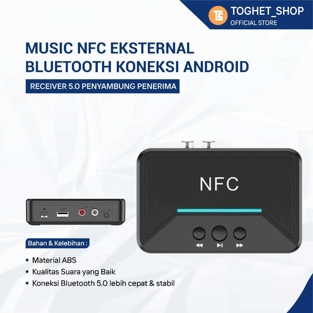 Music NFC Eksternal Bluetooth Koneksi Reader Android Smartphone Receiver 5.0 Penyambung Penerima