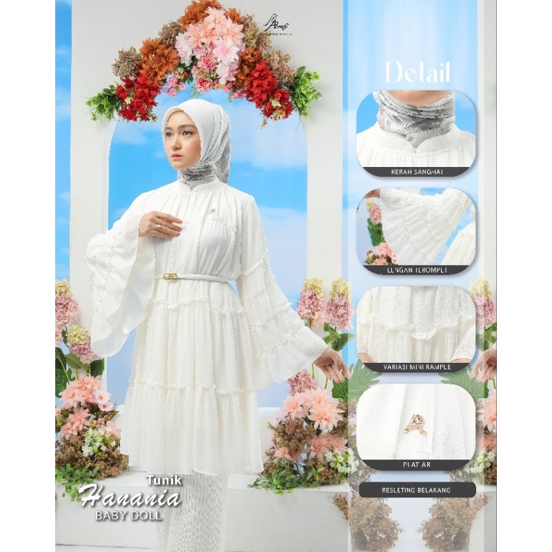 Tunik Terbaru AR Rafi - Hanania Tunik - Tunik Polos Variasi Rempel Babydoll - ORI By AR Rafi
