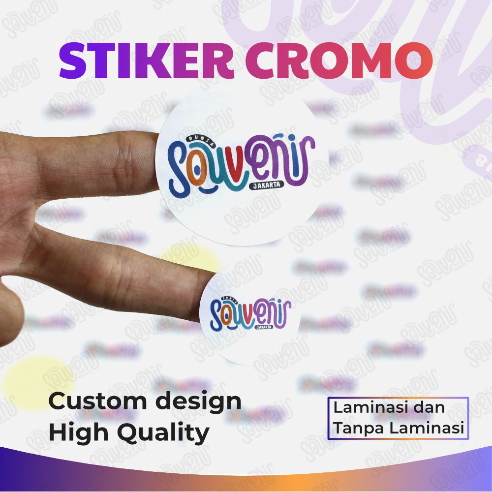 

Cetak Sticker CHROMO Laminasi GLOSSY/DOFF Free Desain Custom Design | Print & Cut Stiker Label Murah