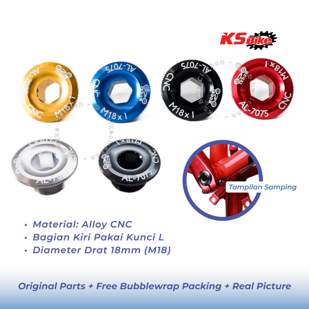 Tutup Kunci Crank Arm M15 M18 M19 M20 Hollowtech 2 Baut Crank Kiri Sepeda KS Bike Cirebon