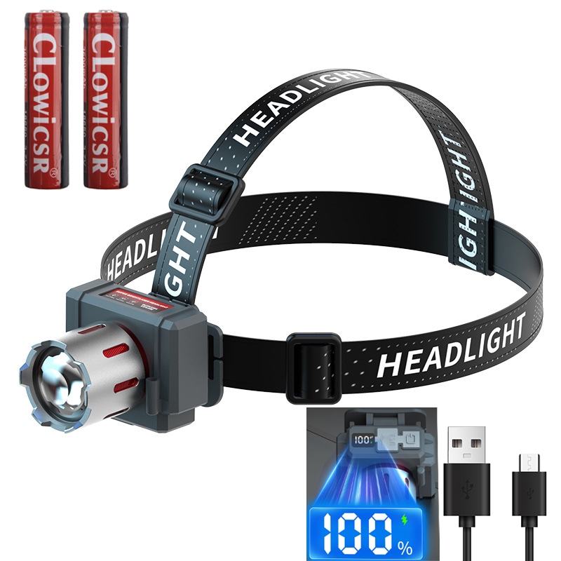 Senter Kepala Led/Senter Lampu Depan Led/Zoom Headlamp/Senter Lampu Depan Sensor/Lampu Putih Dan