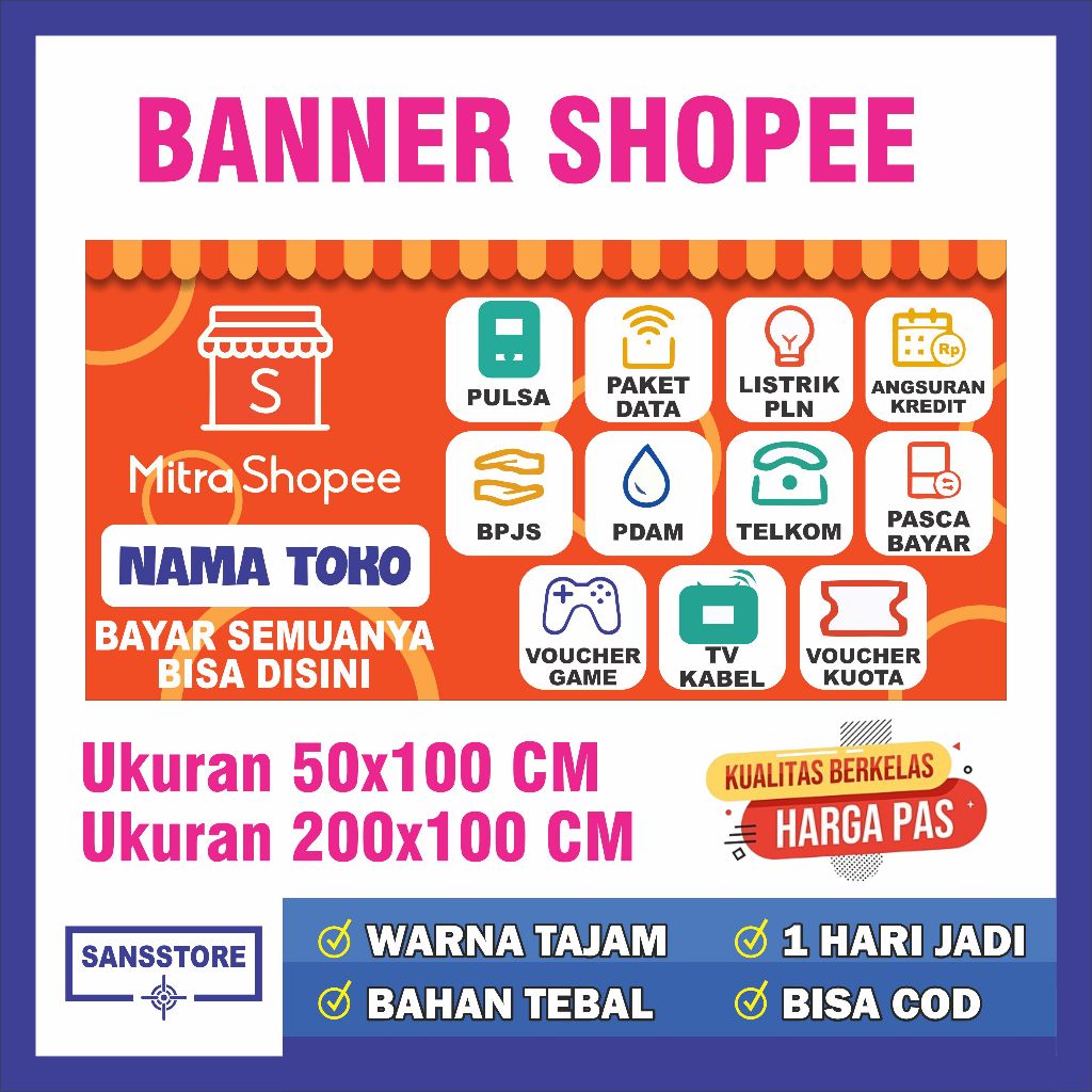 CETAK BANNER SPANDUK MITRA SHOPEE I BENNER BENER I BALIHO