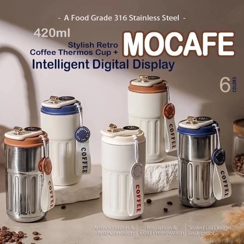 MUG Kopi Botol Minum Tumbler Gelas Termos Mini Panas Dingin Smart Digital Display SUS HN 136 - YS