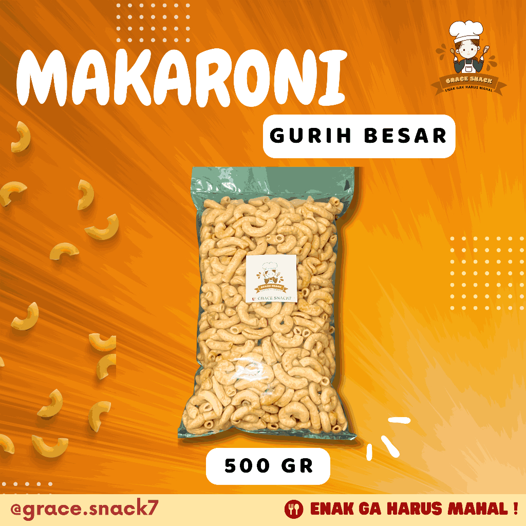 

MAKARONI GURIH BESAR 500 GR - Grace Snack