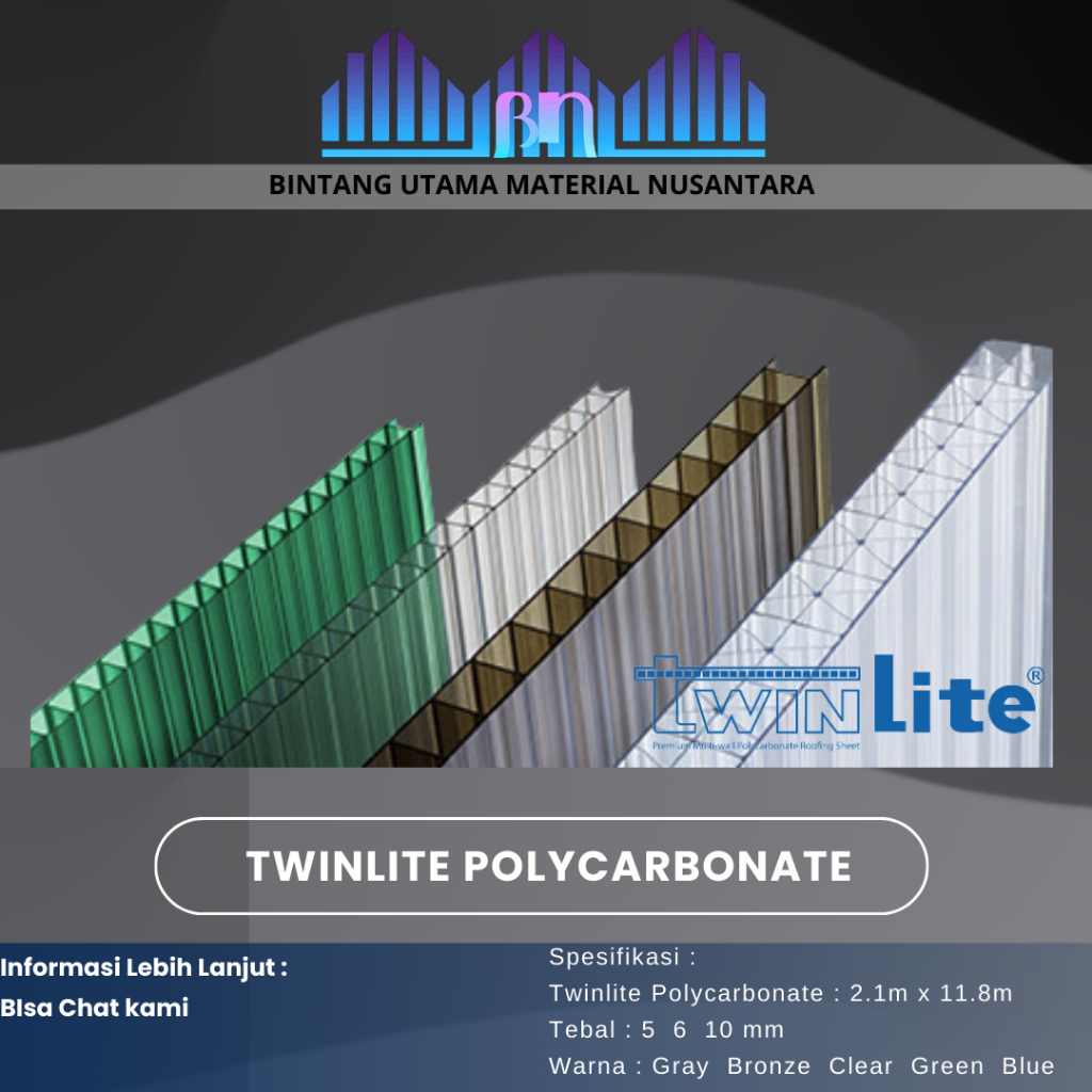 Polycarbonate merk TwinLite / Atap / Kanopi / Atap car port