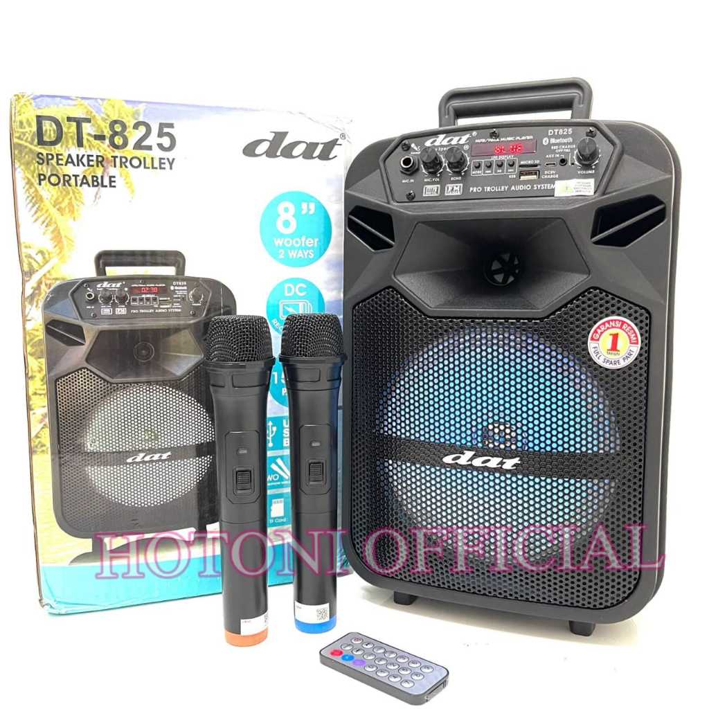 Speaker Portable Wireless Dat DT 825 8inch Original Bluetooth - USB Dat825 Free 2bh Mic Wireless Dt8
