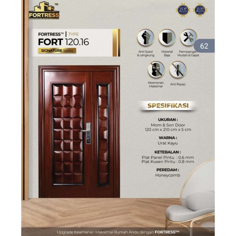 Pintu Baja Fortress type fort Mom & Son ukuran 120 x 210cm Berkualitas
