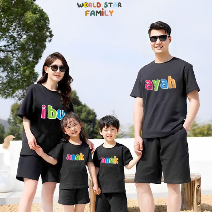 WSF Kaos Couple Keluarga AYAH IBU ANAK Kaos Couple Keluarga Lucu Kaos Pasangan Kaos Keluarga Baju Ke