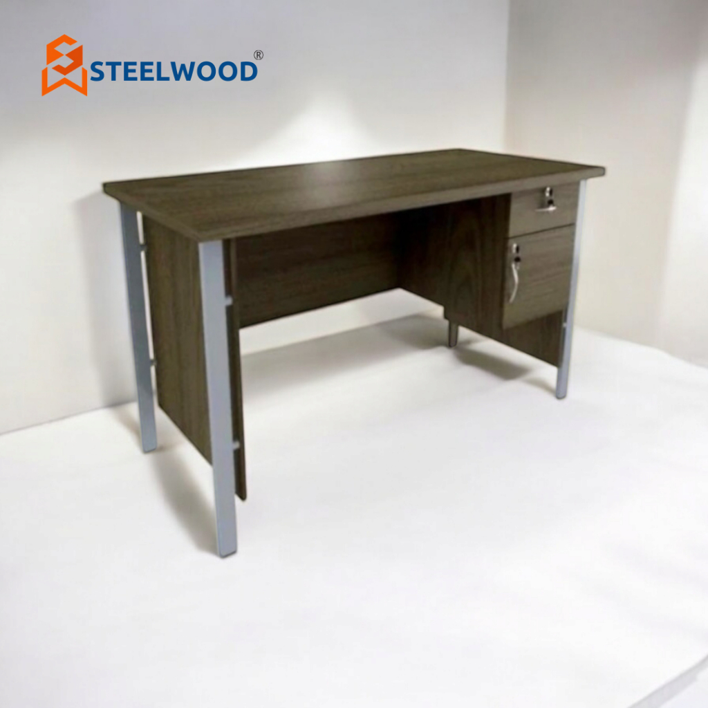 STEELWOOD || MEJA KANTOR KARYAWAN/MEJA KERJA OFFICE/MEJA KANTOR / MEJA BELAJAR 1/2 BIRO 1 LACI 1 LOC