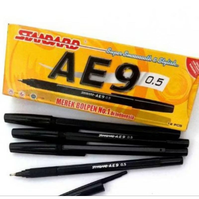 

(Box isi 12)Pulpen standard AE-9 0.5 mm hitam