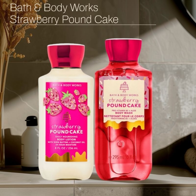 BBW STRAWBERRY POUND CAKE BATH & BODY WORKS LOTION - BODY WASH