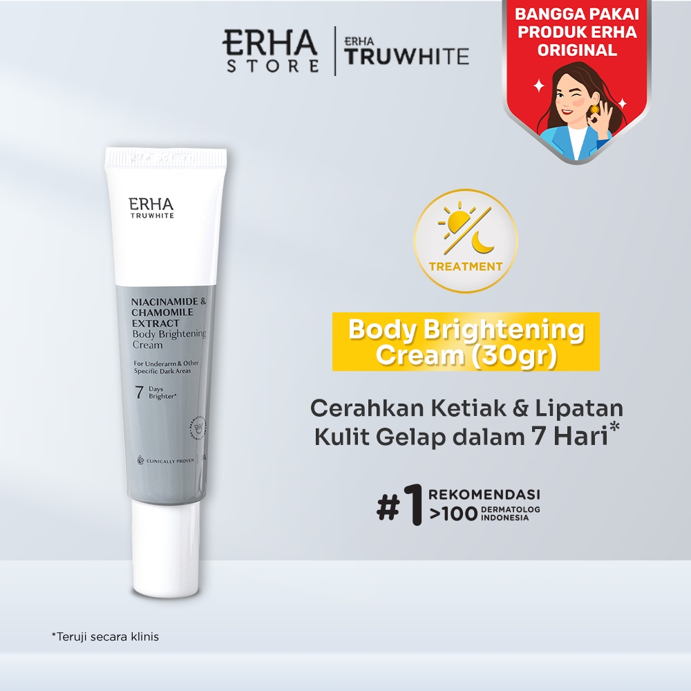 ERHA Truwhite Niacinamide & Chamomile Extract Body Brightening Cream 30g - Krim Pencerah Badan dan K