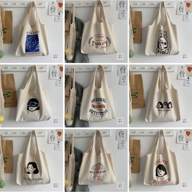 KENZIE_Tote bag vintage unisex kanpas/Tote bag Murah Cowok&Cewek masuk style