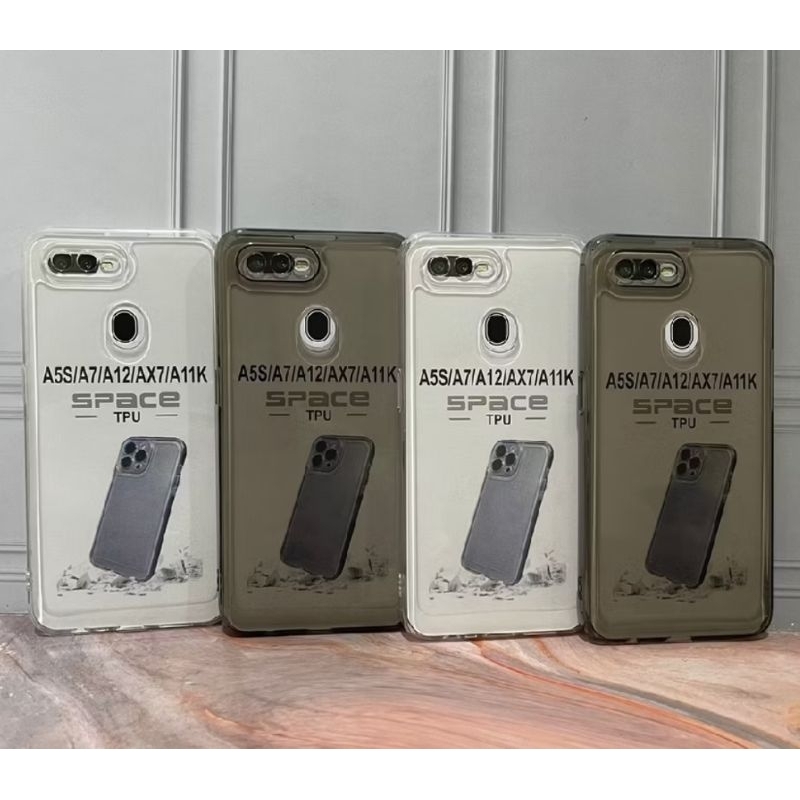 OPPO A12/A7/A11K/F9 case hitam bening SoftCase Clear Hitam Silikon Soft Case TPU Kristal Bening Taha