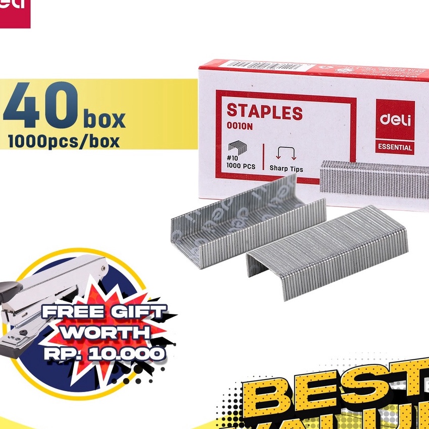 

Spesial Deli Kombo ATK Ekonomis 4 box Isi Refill Staples No 1 Gratis Stapler E1N