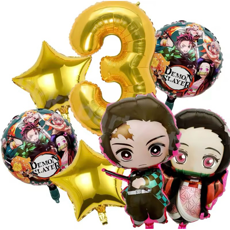 PAKET BALON DEMON SLAYER ANGKA GOLD