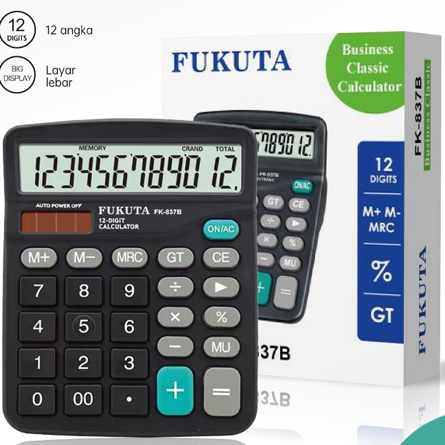 

Ekstra Kalkulator FK837B 12 Dit Kalkulator Electronik Kakulator Dagang Alat Hitung Calculator Check FUKUTA