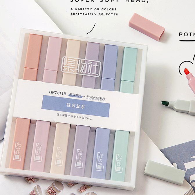 

KF7 Stabilo hhlhter pastel marker Hhlhter marker Morandi color Macron pastel double tip 6 colors
